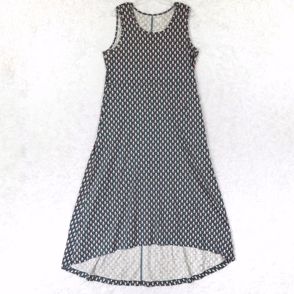 Duluth Trading Co Womens Dress Maxi A Line High Low To 'n' Flow Teal Orange L